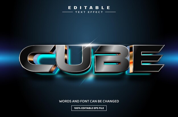 Vector cube 3d editable text effect template