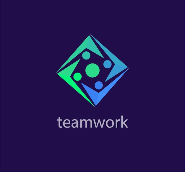 Cube Check mark teamwork and solidarity idea logo. Unique color transitions. people logo template.