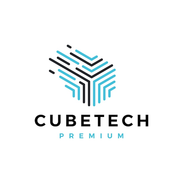 Cube tech dash digital abstract logo vector icon illustration