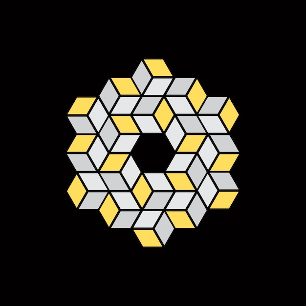 Cube vector icon 3D box hexagon perspective symbol for web and app design with a circular effect