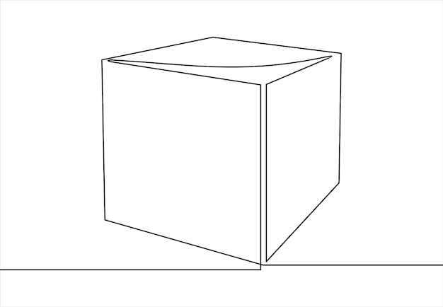 Vector cube vector iconcontinuous line drawing