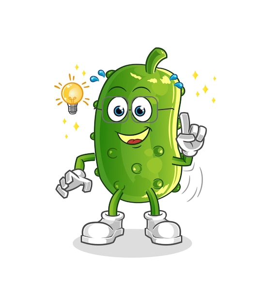 cucumber got an idea cartoon. mascot vector