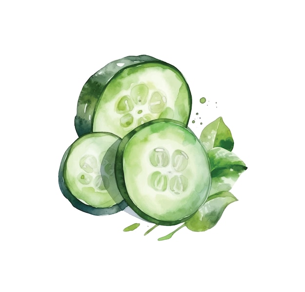 Cucumber watercolor paint