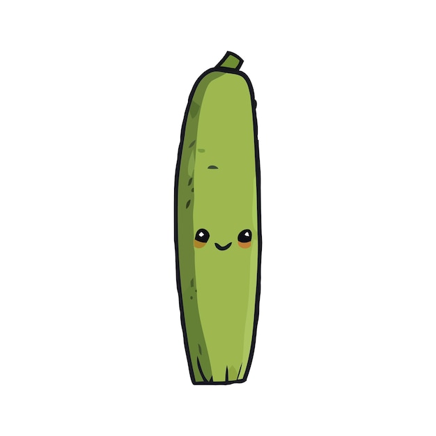 Cucumber with eyes cartoon hand drawn cucumber Kids funny illustration vegetable