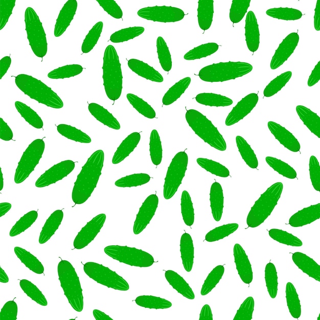 Cucumbers seamless pattern. Vegetables on a white background