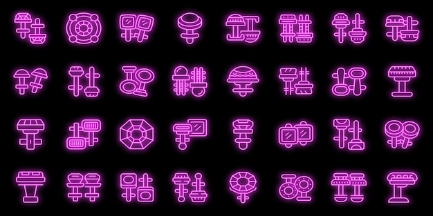 Cufflinks icons set vector neon