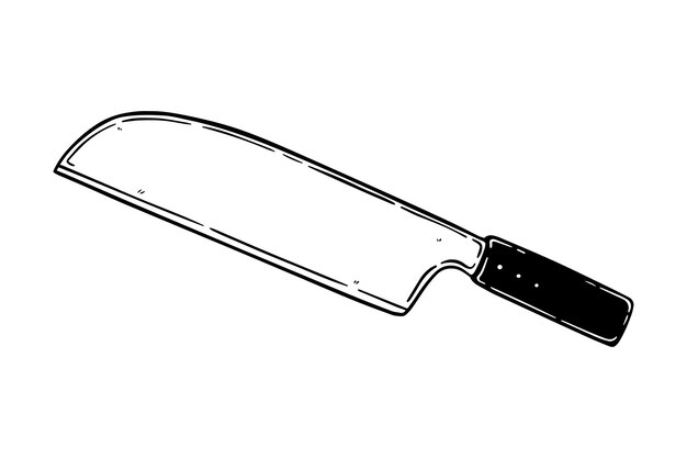 Culinary knife tool for cooking doodle linear cartoon