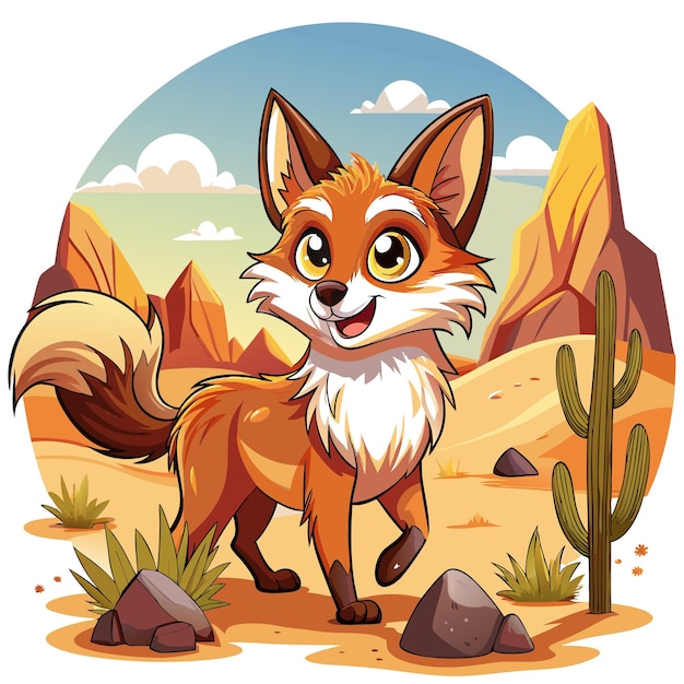 Culpeo fox happy goes desert vector