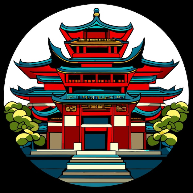 Cultural china traditional buildings vector illustration