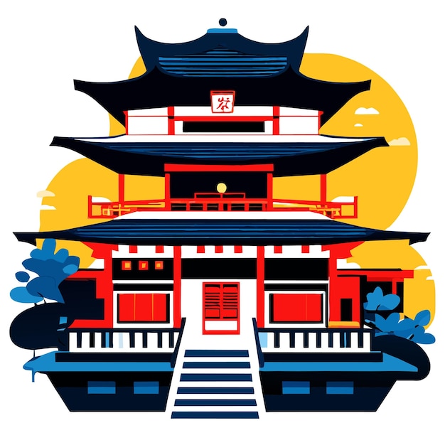 Cultural china traditional buildings vector illustration