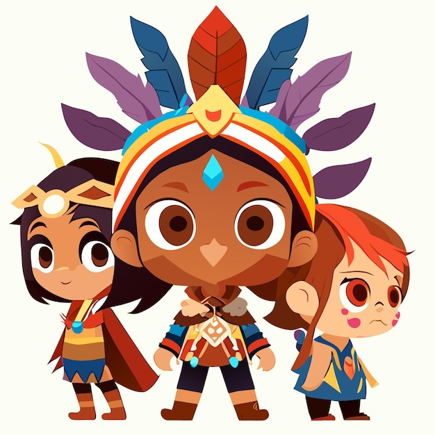 Vector cultural heritage celebrated in cartoon kids artwork