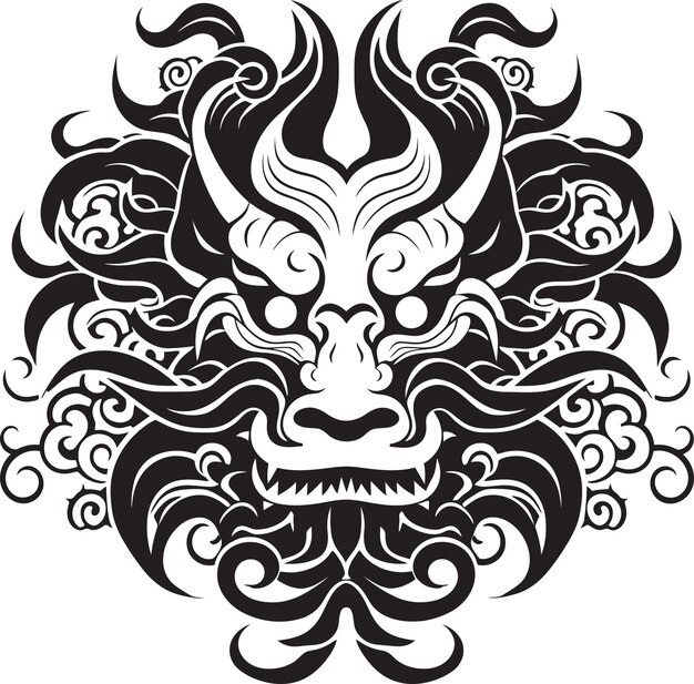 Cultural Serpent Dance Vector Emblem for Chinese New Year Imperial Lunar Dragon Chinese New Year Ve