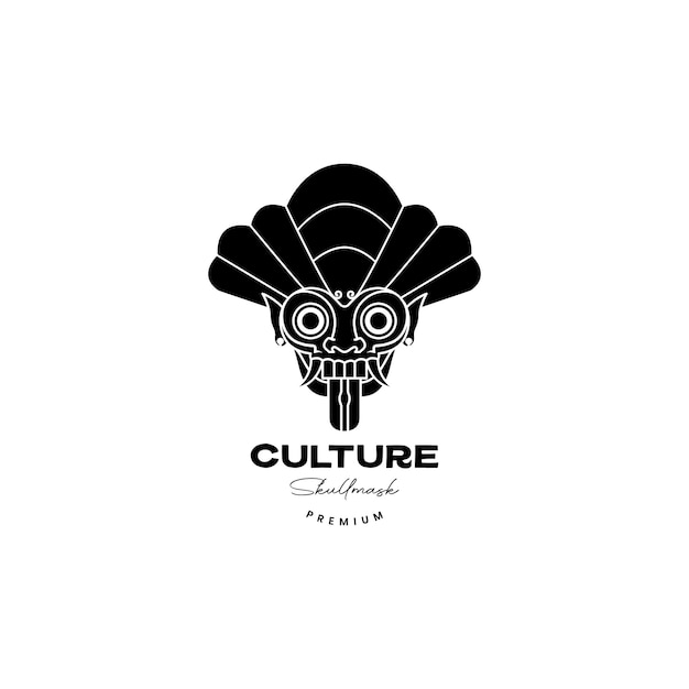 Culture mask barong bali scare logo design vector