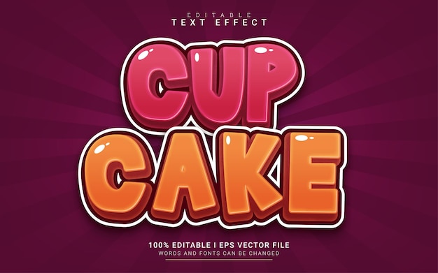 Cup cake cartoon 3d style text effect