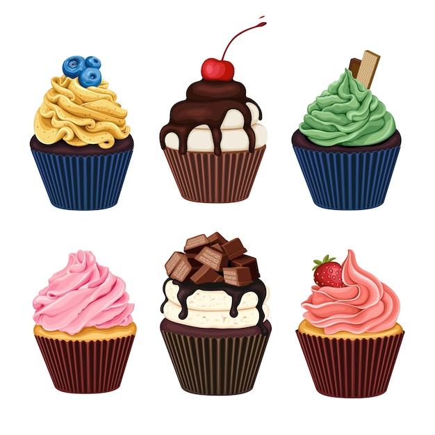 Cup Cake Sweet Dessert Food Vector Illustration