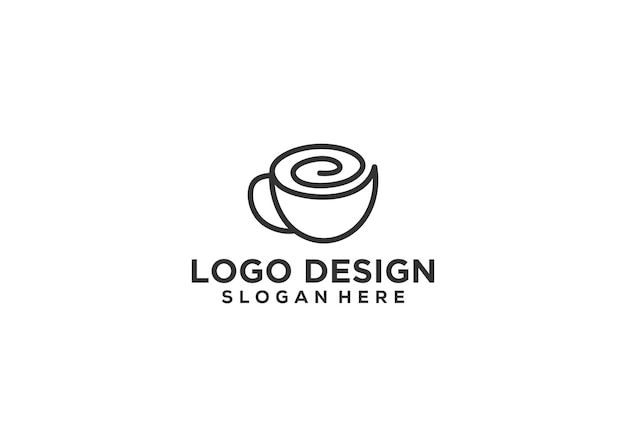 cup coffe line company name logo illustration