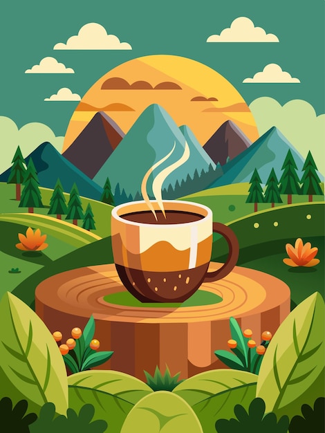 A Cup of Coffee Amidst a Mountainous Landscape