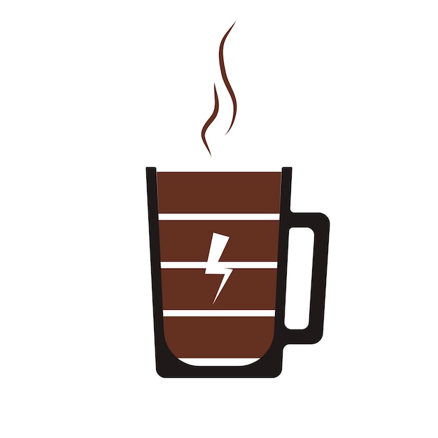 Cup of coffee battery energy level charge of cheerful