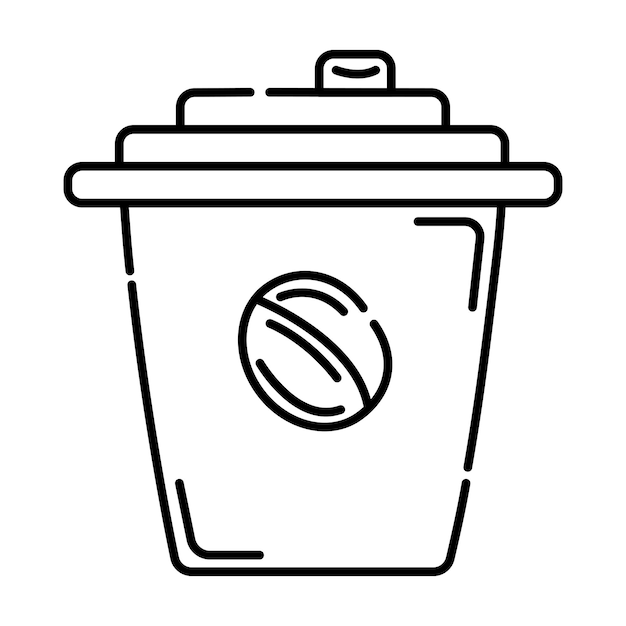 Cup of coffee black and white vector line illustration