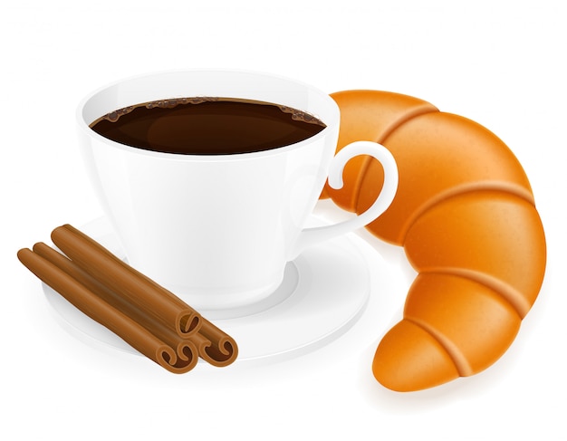 Cup of coffee and croissant vector illustration