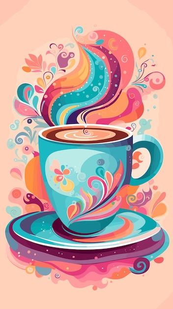 A cup of coffee drawing cartoon artwork vector