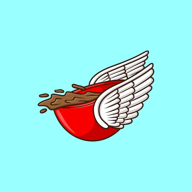 Cup Coffee flying Cartoon Vector