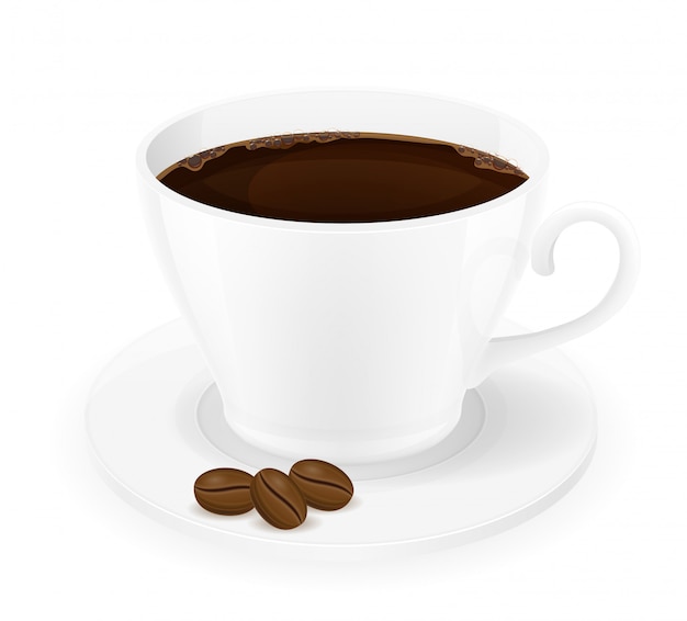 Cup of coffee and grains vector illustration