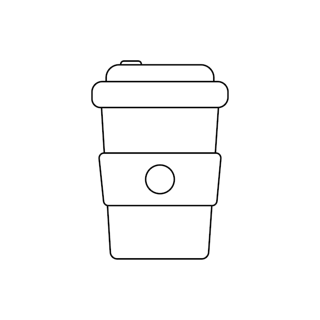 Cup of a coffee isolated on a background. Plastic coffee cup with hot coffee in a line style. Vector