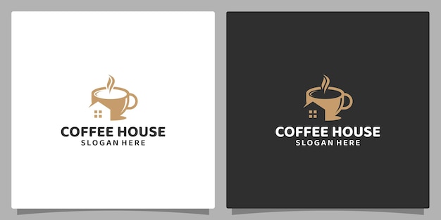 Cup Coffee Logo design template with house building design logo Premium vector