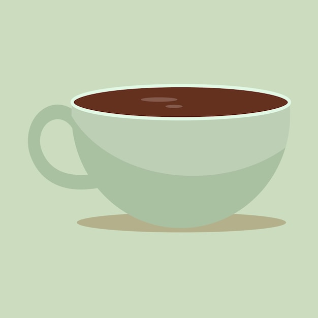 A cup of coffee Minimalistic vector illustration of coffee on a green background Saucer and cup