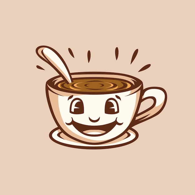 Cup of Coffee Retro Cartoon