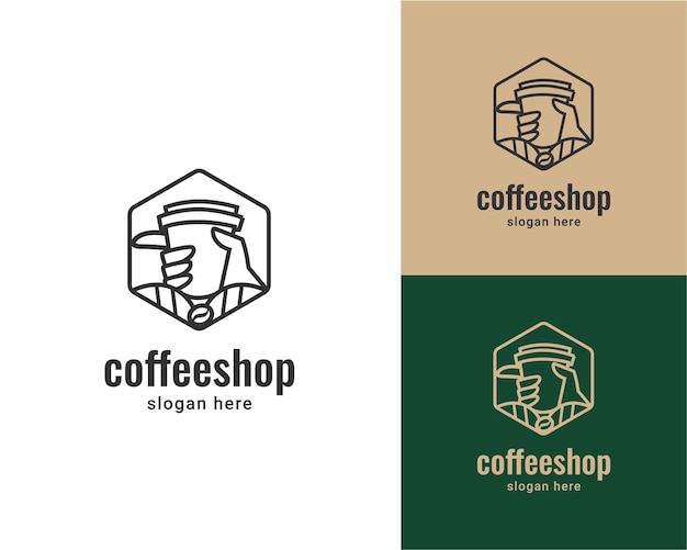 cup of coffee shop line art logo