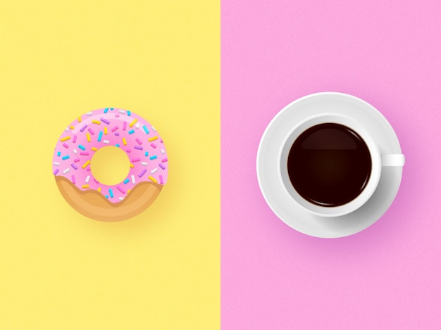 Cup of coffee with donut