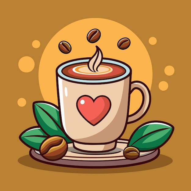 a cup of coffee with a heart on it