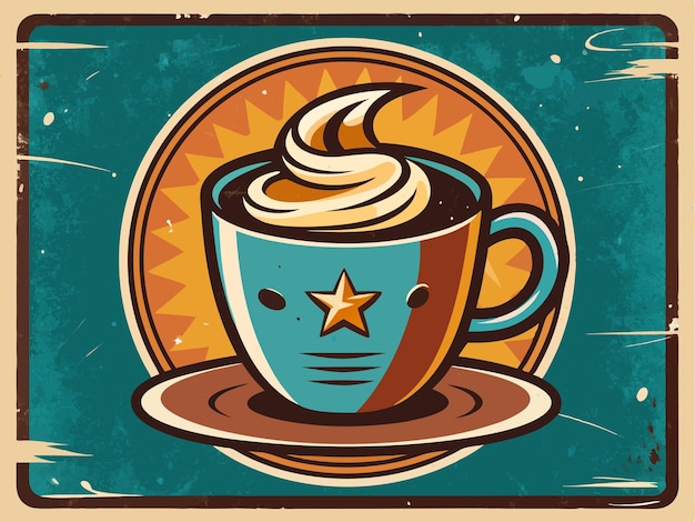 Vector a cup of coffee with a star on it