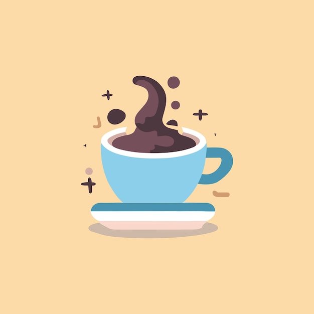 Cup of coffee with steam flat vector illustration