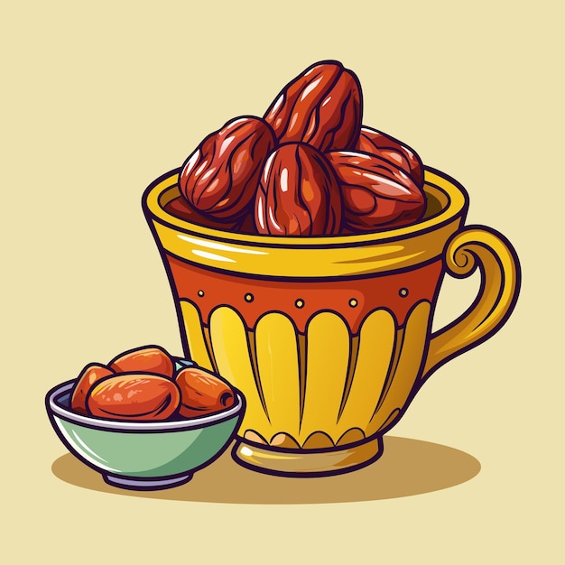 Vector cup of dates fruit vector illustration