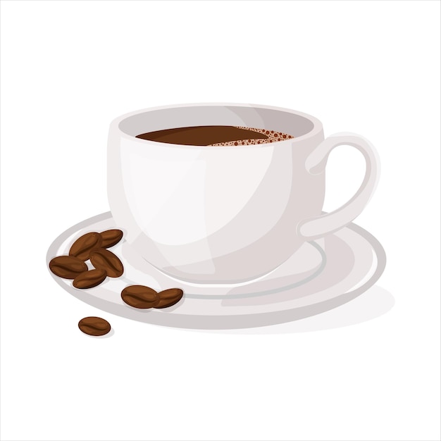 Cup of Fresh Coffee Vector Illustration Realistic Style Decorative Design for Cafeteria Posters