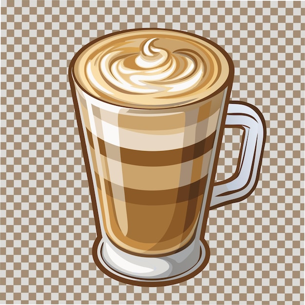 A Cup of Latte with Cinnamon Stick Drink Vector Illustration