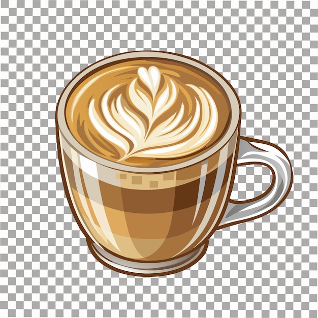 A Cup of Latte with Latte Art Design Drink Vector Illustration