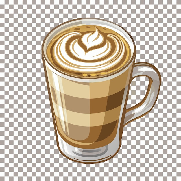 A Cup of Latte with Latte Art Drink Vector Illustration