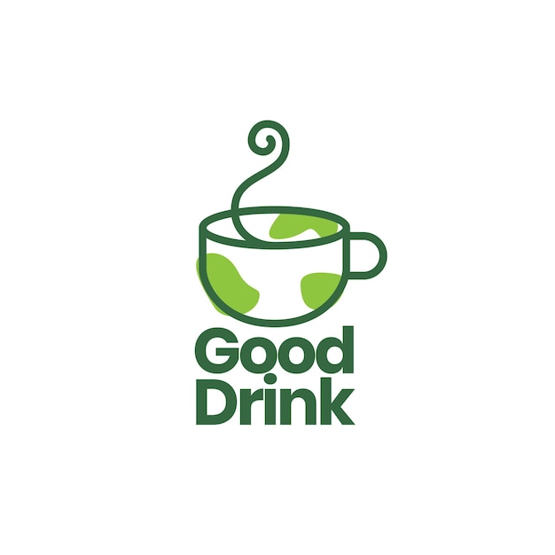 Cup lines green drink nature logo design