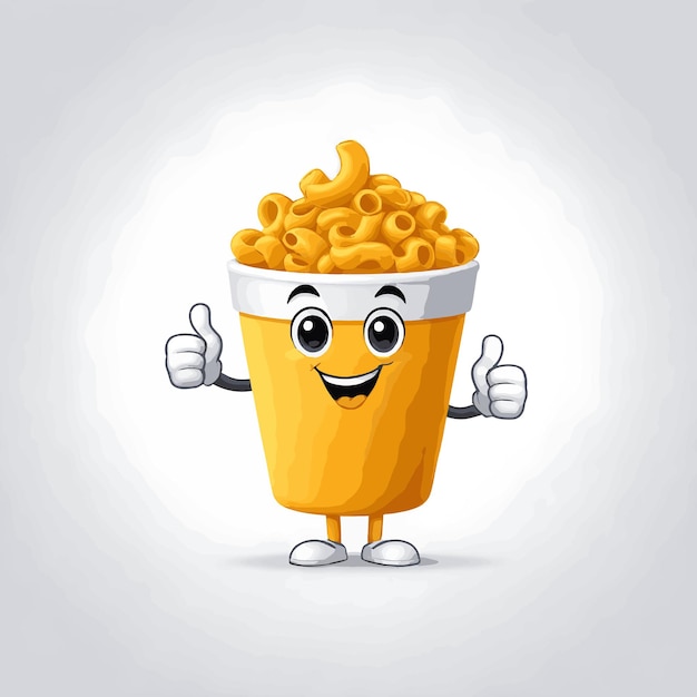 Cup of macaroni mascot character giving thumb up