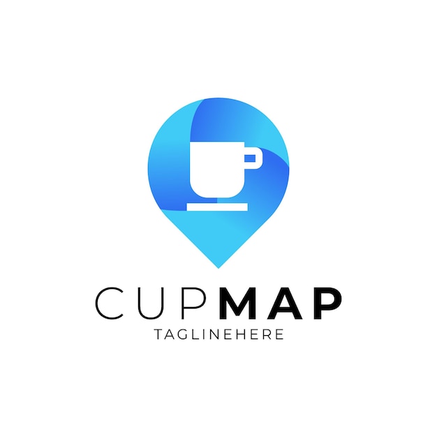 Cup and map icon dual meaning logo template