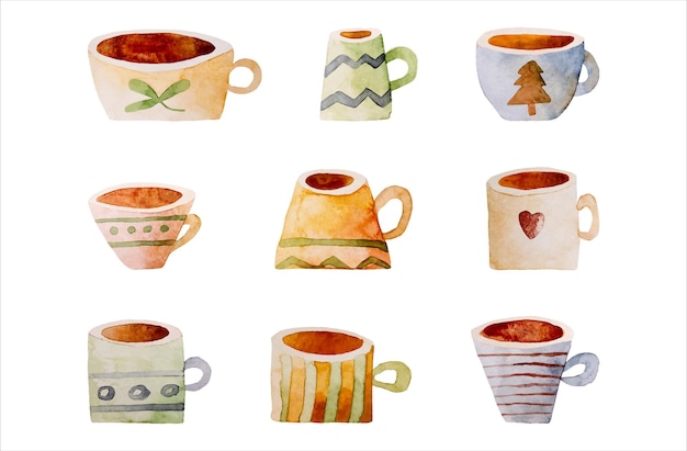 Cup mug vector set