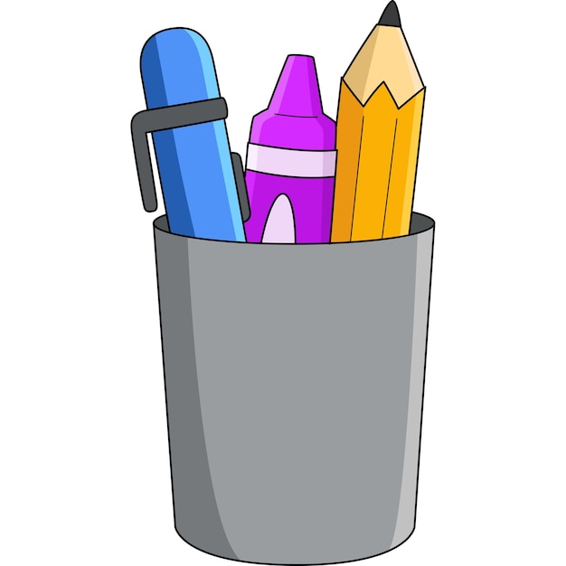 Cup of Pencil Cartoon Colored Clipart Illustration