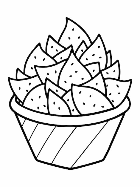 a cup of strawberries in a black and white drawing