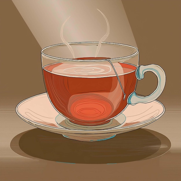 Vector a cup of tea is on a saucer with a spoon