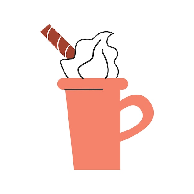 Cup with latte. Cozy concept. Isolated illustration