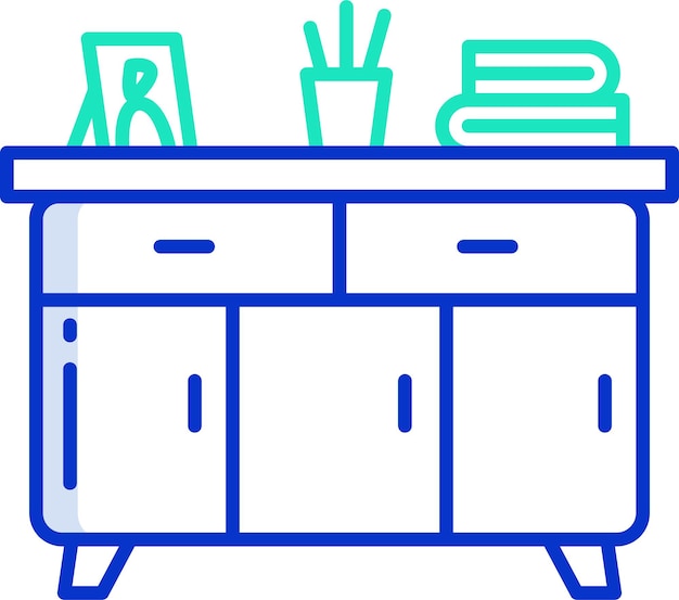 Vector cupboard table outline color vector illustration